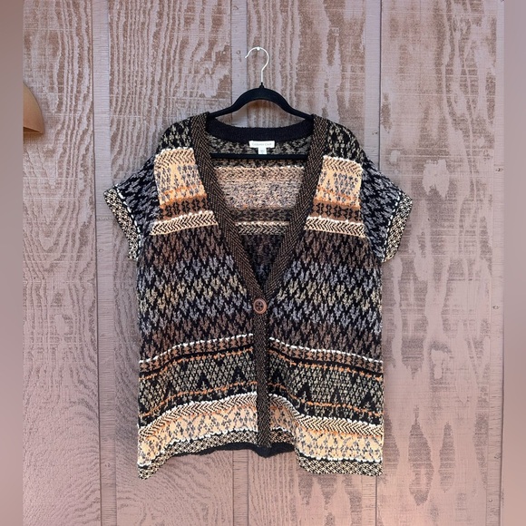 Coldwater Creek Aztec Print Knit Cardigan Size XL 18 Cottagecore Indie - Picture 1 of 7